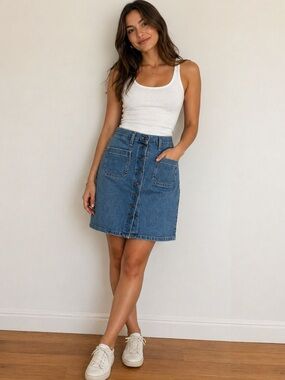 Levi’s Denim Patch Pocket Snap Front Skirt